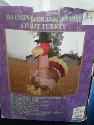 Thanksgiving Fall 4ft Illuminated Inflatable Turkey Outdoor Yard
