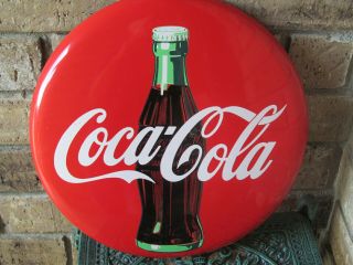 Vintage 1990 Coca - Cola Company Classic Red Metal Coke Button - 12 " Round (cc1506)