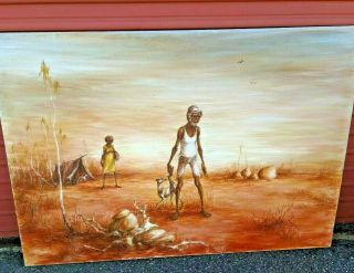 Aboriginal Oil On Canvas Painting Signed By Norma Gan
