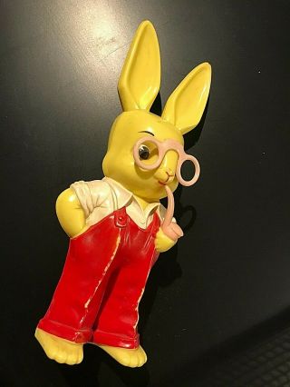 Vntg 1950 Knickerbocker Plastic Easter Rabbit With Pipe Bank (11 1/2 ")
