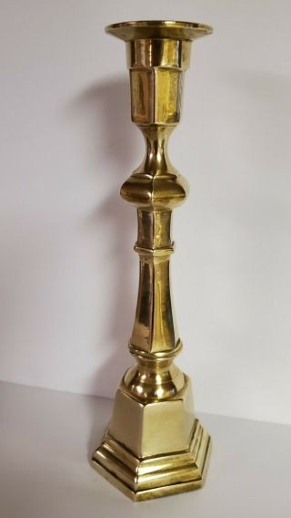 Vintage Hollow Brass Candlestick.  9 3/4 " Tall,  3 " Base.  Pre - Owned, .