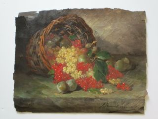 Antique Oil Painting Restoration Project Listed Still Life Fruit Basket