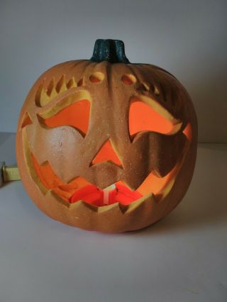 Vtg 1995 Trendmasters Pumpkin Halloween Light Up Foam Blow Mold Jack - O - Lantern