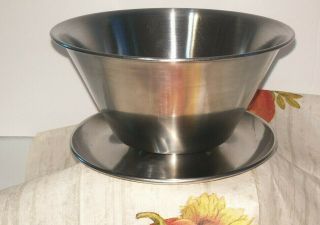 Leonard Silver Stainless Steel Sauce Gravy Bowl With Attached Plate