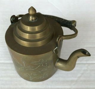 Vintage Asian Brass Or Copper Tea Pot With Lid & Handle China