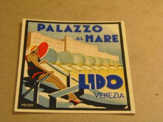 Plaza Al Mare Lido Venezia Italy Luggage Vintage Label 9/22