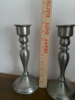 Vintage Weighted Leonard Pewter 8 " Pair Candlesticks Made In Bolivia