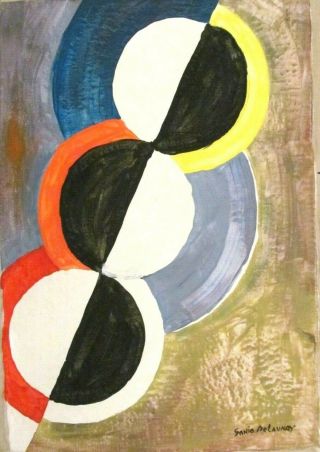 Vintage Abstract Acrylic On Canvas Sonia Delaunay Modern Art 20th Century