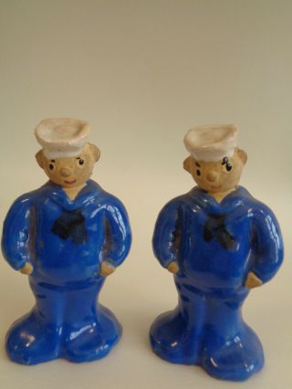 Vintage Ww2 Era Navy/sailor Salt And Pepper Shakers.
