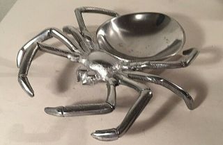 Silver Metal Spider Candy Dip Bowl Serve Dish Halloween Gothic Party Decoration