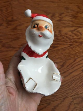 Vintage Ceramic Noel Santa Claus Christmas Ashtray Rare Figurine Japan 4.  5x3”