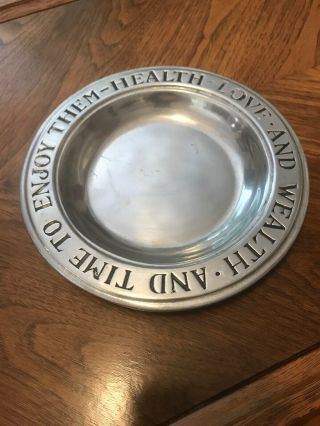 Vintage Wilton Health Plate Health Love Wealth And Time To Enjoy Them