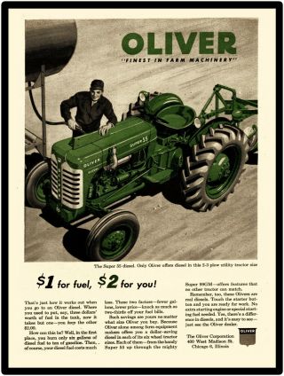 Oliver Farm Tractors Metal Sign Model 55 Diesel Large Size: 12 X 16 "