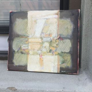 Mystery Signed Mid Century Abstract Painting Curator Estate