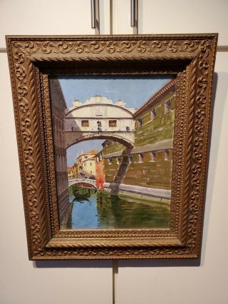 Venice Bridge Of Sighs - Impressionist Oil - C.  1900 - Signed P.  Ranson