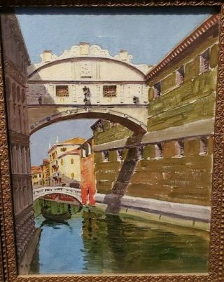 Venice Bridge of Sighs - Impressionist oil - c.  1900 - signed P.  Ranson 3