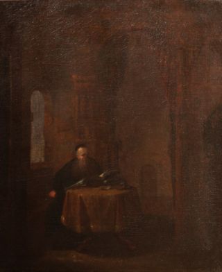 18th Century Dutch Old Master Oil - Unsigned - Male Figure And Interior