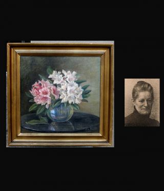 Charlotte Frimodt (1862) Pink Rhododendron.  Dated 1923.  Female Pioneer Artist.