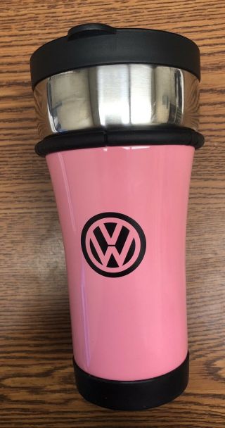 Vw Volkswagen Pink Coffee/tea Travel Mug Cup Insulated Stainless Enamel Rare