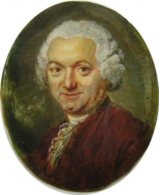 18th Century Georgian Vellum Portrait Miniature Of A Gentleman Antoine Vestier