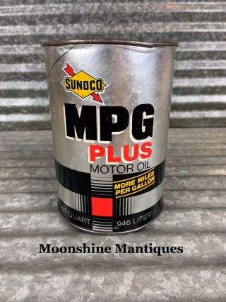 Vintage Sunoco Mpg Plus 1 Qt Motor Oil Can - Gas & Oil