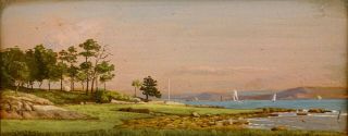 George Thompson Hobbs 20th C.  American Pa Coastal Landscape Painting Pafa