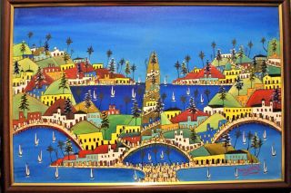 Vintage Haitian Art Painting Celebrated Master Prefete Duffaut Haiti
