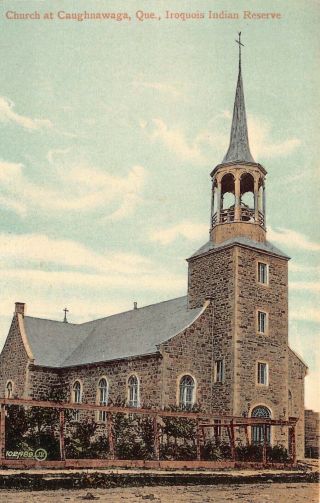 Church At Caughnawaga Iroquois Indian Reserve Quebec Canada Postcard