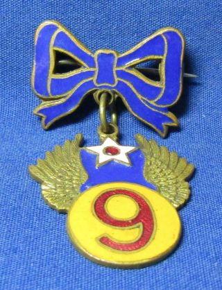 Wwii British Made 9th Army Air Forces - Blue Bow Home Front Sweetheart Pin