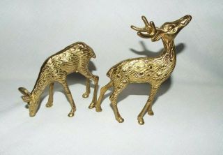 Two Solid Brass Deer Figures Buck And Doe Look Read