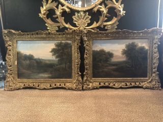 Antique Gilt Framed Edwin Buttery Landscapes Oil On Canvas British
