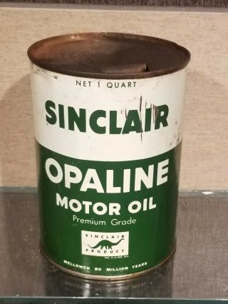 1940s Green Sinclair Opaline Base One Quart Motor Oil Can York Dinosaur
