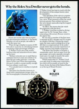 1980 Rolex Sea Dweller Double Red Watch Diver Diving Photo Vintage Print Ad