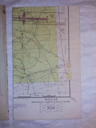 Vintage Wwii Dallas Sectional Aeronautical Chart March 15,  1945 24 " X49 "