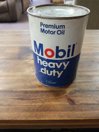 Vintage 1 Quart Mobil Heavy Duty Premium Motor Oil Empty Can