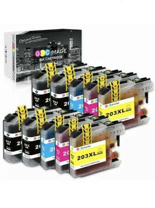 10 Pack 203xl Ink Combo Replacement Brother 4 Black 2 Cyan 2 Magenta 2 Yellow
