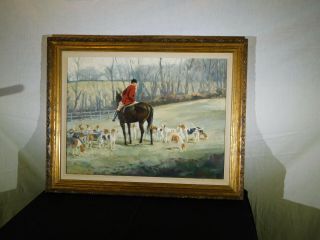 Larry Wheeler Listed Artist Oil " The Fox Hunt " Painting