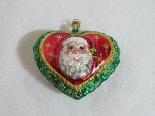 Christopher Radko Heart Santa & Tree Blown Glass Christmas Ornament