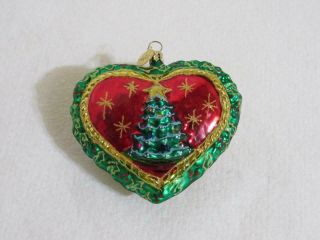 Christopher Radko Heart Santa & Tree blown glass Christmas ornament 2