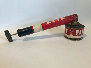 Vintage Esso Flit Pesticide Bug Spray Pump Sprayer Can W/ Soldger Graphic 13.  5 "