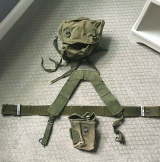 Vietnam Era Usmc/us Army M - 14 Ammo Pouch Web Belt,  Butt Pack,  H - Harness Vintage