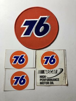 Vintage Union 76 Oil & Gas Station Racing Cloth Car Jacket Patch & Stickers Nos