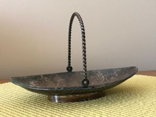 Vintage Silver Plate Candy Nut Dish/basket With Handle