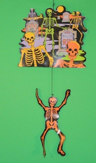 Vintage Skeleton / Skull Amscan Die Cut Halloween Hanging Decor / Decoration