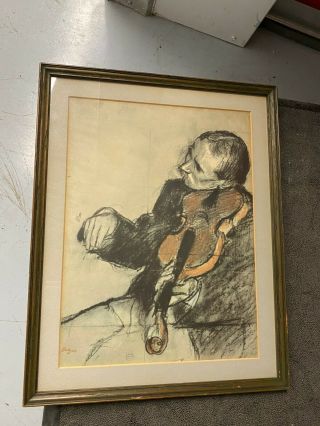 Edgar Degas - The Violinist Drawing On Paper Signed Circa 1900 Stamped