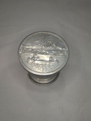 Vintage Collapsible Aluminum Drinking Cup With Canoe/ Campsite Lid,  Camping
