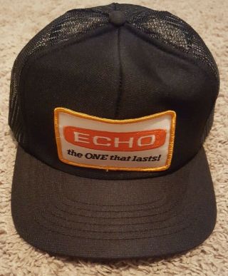 Vintage Echo Chainsaws Foam Mesh Snapback Trucker Farmer Hat Cap Huge Patch