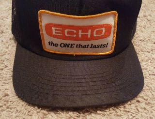 Vintage ECHO Chainsaws Foam Mesh Snapback Trucker Farmer Hat Cap Huge Patch 2