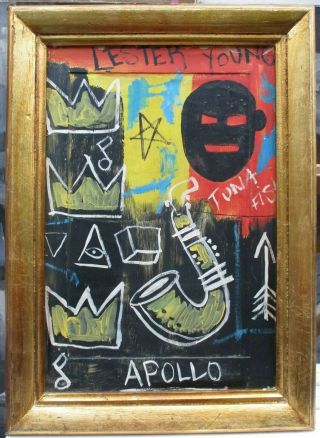 Acrylic On Masonite By Jean - Michel Basquiat 1982 With Frame