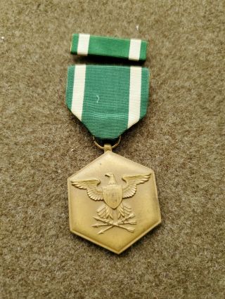 Wwii Us Navy Marine Corps Commendation Medal With Ribbon Slot Crimp Brooch
